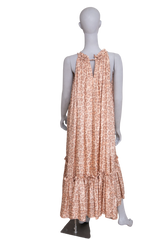 ZIMMERMANN MAXI DRESS KIRRA TIE TAUPE LEOPARD