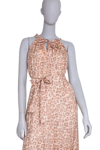 ZIMMERMANN MAXI DRESS KIRRA TIE TAUPE LEOPARD