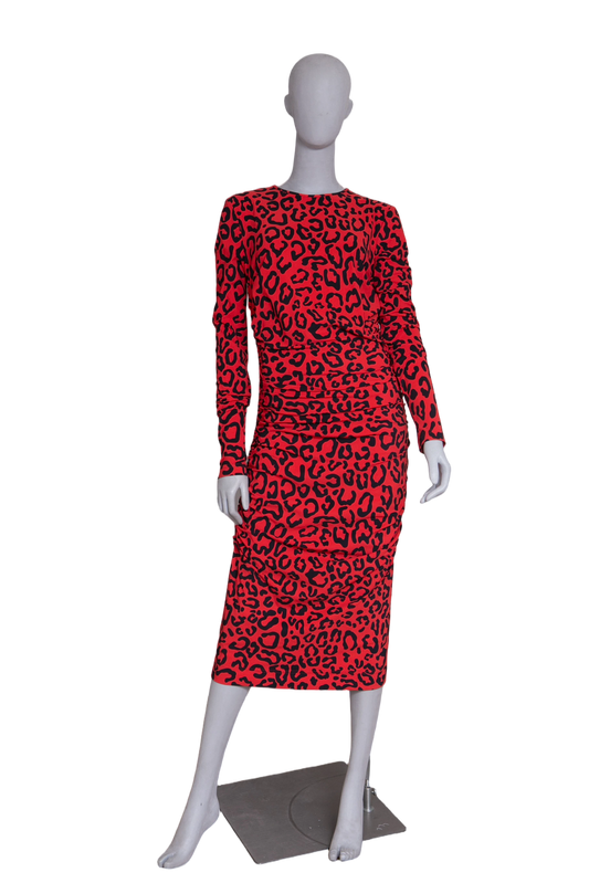 DG DRESS MIDI TUBE LEOPARD RED