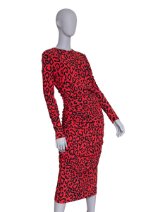 DG DRESS MIDI TUBE LEOPARD RED