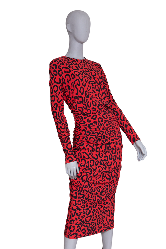 DG DRESS MIDI TUBE LEOPARD RED