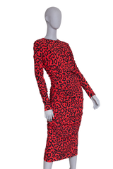 DG DRESS MIDI TUBE LEOPARD RED