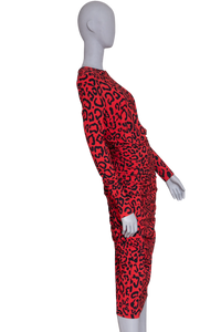 DG DRESS MIDI TUBE LEOPARD RED