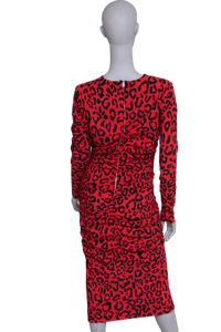 DG DRESS MIDI TUBE LEOPARD RED