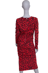 DG DRESS MIDI TUBE LEOPARD RED