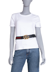 GUCCI CINTO GG MARMONT BLACK & WEB CANVAS