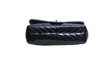 CHANEL CLASSIC JUMBO CHEVRON PATENT LEATHER BLACK
