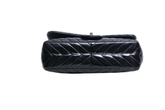 CHANEL CLASSIC JUMBO CHEVRON PATENT LEATHER BLACK