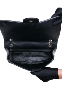CHANEL CLASSIC JUMBO CHEVRON PATENT LEATHER BLACK