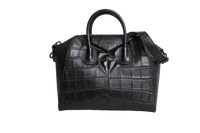 GIVENCHY ANTIGONA MEDIUM CROC EMBOSSED SATCHEL BLACK