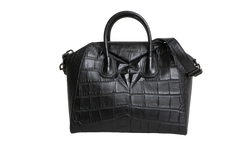 GIVENCHY ANTIGONA MEDIUM CROC EMBOSSED SATCHEL BLACK