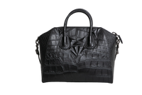 GIVENCHY ANTIGONA MEDIUM CROC EMBOSSED SATCHEL BLACK