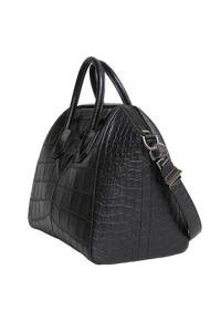 GIVENCHY ANTIGONA MEDIUM CROC EMBOSSED SATCHEL BLACK