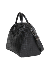 GIVENCHY ANTIGONA MEDIUM CROC EMBOSSED SATCHEL BLACK