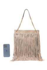 DESAPEGO AGATHA BRAGA YSL GRACE FRINGED BAG MEDIUM DUSTY GREY