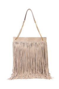 DESAPEGO AGATHA BRAGA YSL GRACE FRINGED BAG MEDIUM DUSTY GREY