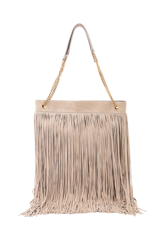 DESAPEGO AGATHA BRAGA YSL GRACE FRINGED BAG MEDIUM DUSTY GREY