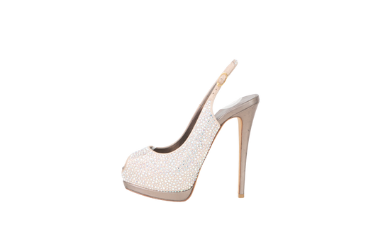 ZANOTTI PEEP TOE PUMPS STRASS PLATFORM - 37 BR