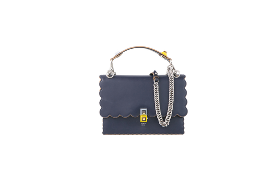 FENDI KAN I MEDIUM SCALLOPED NAVY