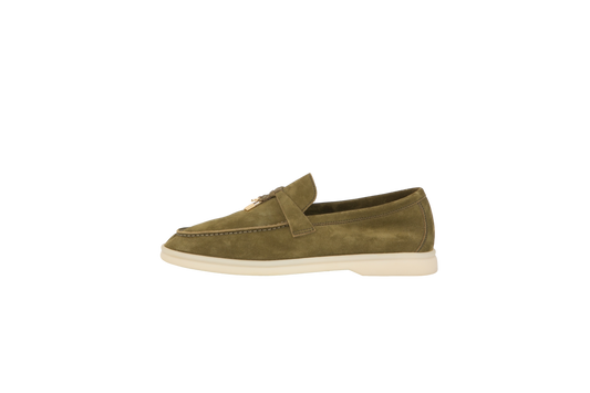 LORO PIANA LOAFER GREEN CHARMS WALK SUEDE - 35 1/2 BR