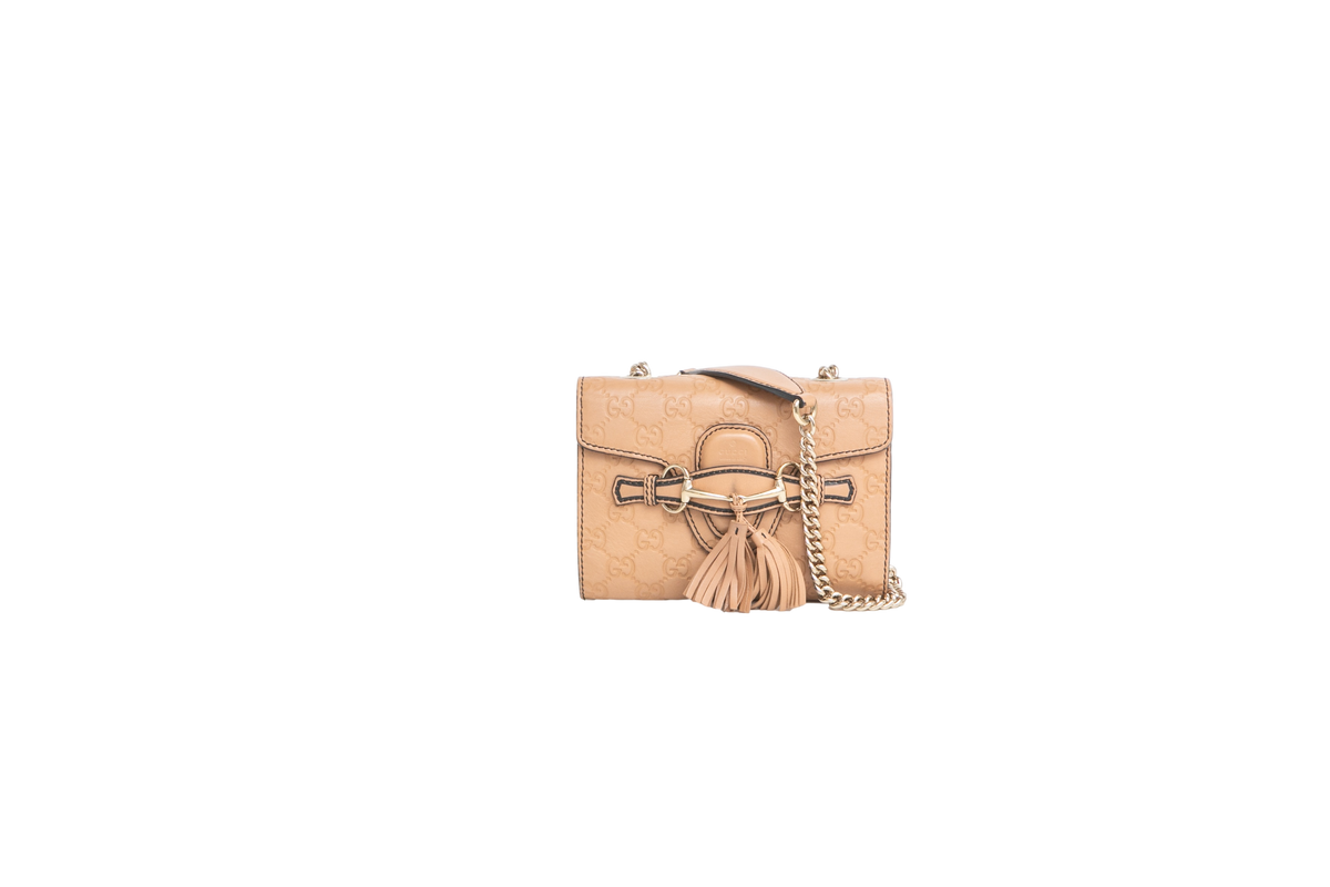 GUCCI MINI EMILY GUCCISSIMA CHAIN BEIGE