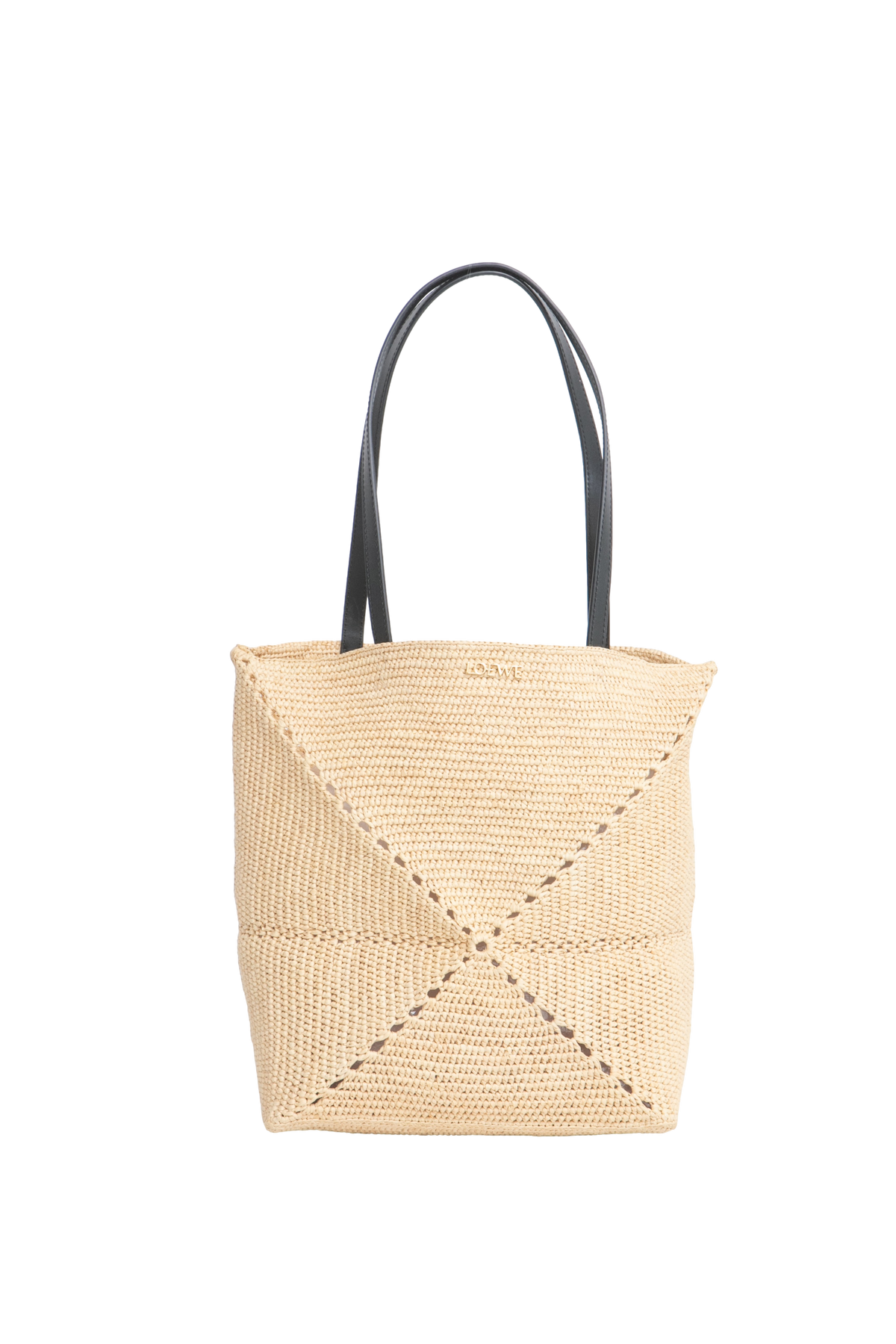 LOEWE PUZZLE FOLD MEDIUM TOTE IN RAFFIA