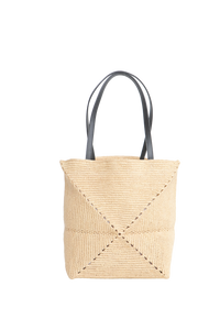 LOEWE PUZZLE FOLD MEDIUM TOTE IN RAFFIA