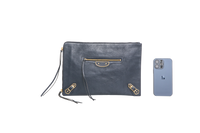 BALENCIAGA CLUTCH EDGE MOTOCROSS NAVY
