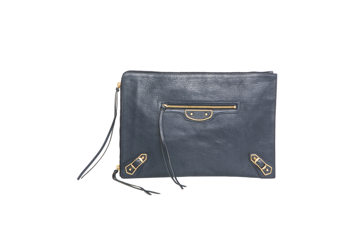 BALENCIAGA CLUTCH EDGE MOTOCROSS NAVY