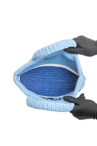 PRADA TOTE YARN RAFFIA EFFECT CROCHET CELESTE BLUE