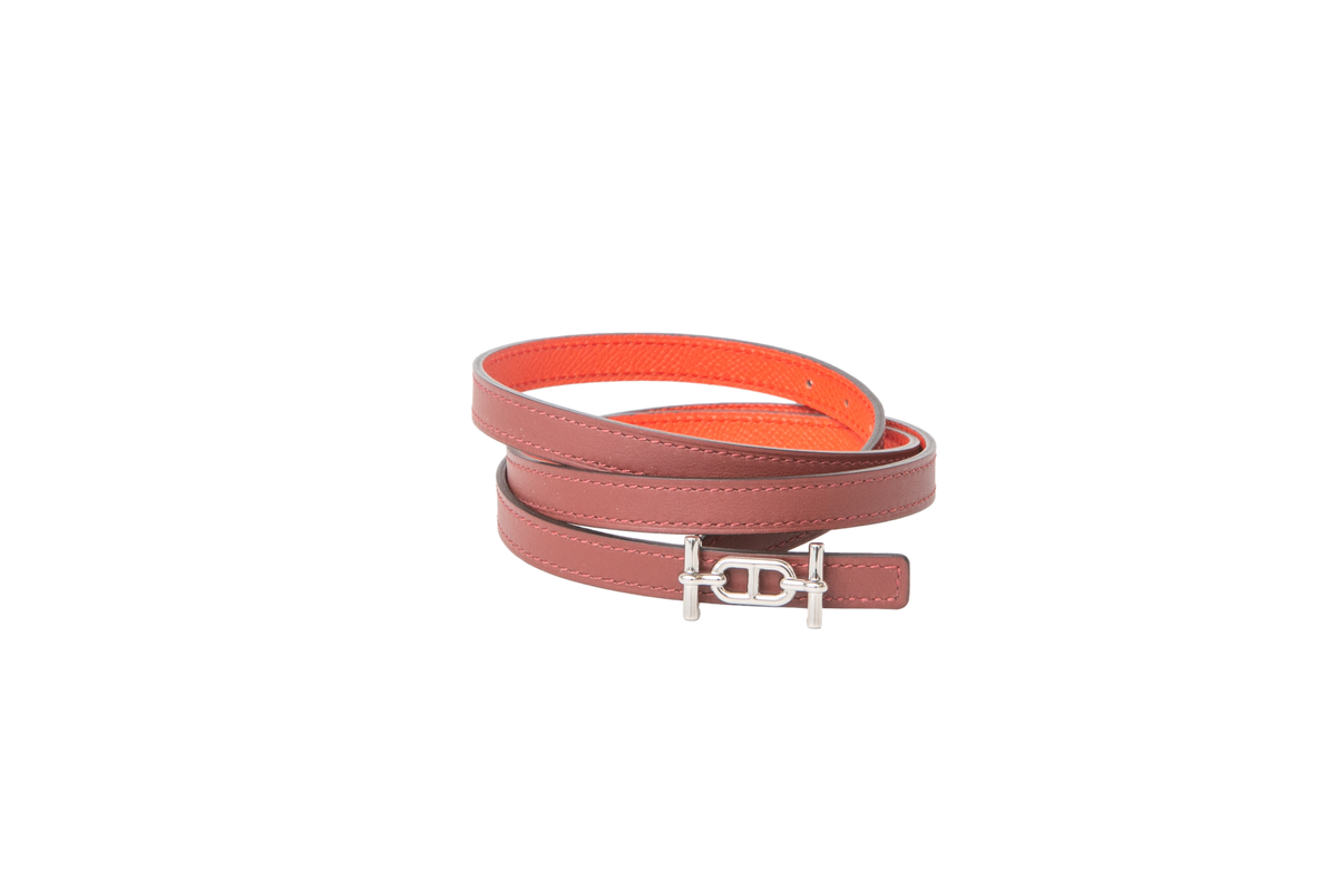 HERMES CINTO ANCRE SLIM AT ROUGE & RED RADIEUX REVERSIBLE