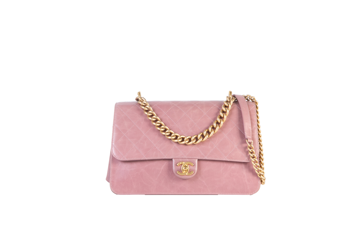 CHANEL OLD ROSE BOX LEATHER SINGLE FLAP