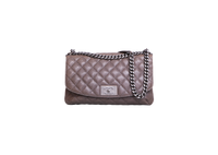 CHANEL CC PLATE HOBO FLAP BAG CAVIAR BRONZE - RUTHENIUM HDWR