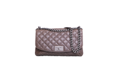 CHANEL CC PLATE HOBO FLAP BAG CAVIAR BRONZE - RUTHENIUM HDWR