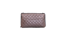 CHANEL CC PLATE HOBO FLAP BAG CAVIAR BRONZE - RUTHENIUM HDWR
