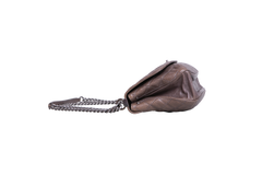 CHANEL CC PLATE HOBO FLAP BAG CAVIAR BRONZE - RUTHENIUM HDWR