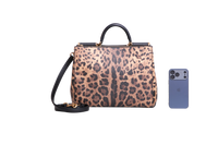 D&G LEOPARD MEDIUM MISS SICILY SHOPPER TOTE BLACK