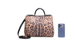 D&G LEOPARD MEDIUM MISS SICILY SHOPPER TOTE BLACK