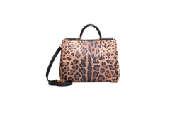 D&G LEOPARD MEDIUM MISS SICILY SHOPPER TOTE BLACK