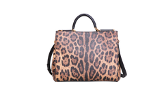 D&G LEOPARD MEDIUM MISS SICILY SHOPPER TOTE BLACK
