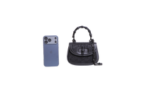 GUCCI BAMBOO 1947 MINI BAG CRYSTALS NYLON/LEATHER ALL BLACK