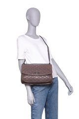 CHANEL CC PLATE HOBO FLAP BAG CAVIAR BRONZE - RUTHENIUM HDWR