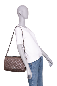 CHANEL CC PLATE HOBO FLAP BAG CAVIAR BRONZE - RUTHENIUM HDWR