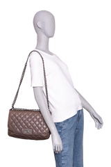 CHANEL CC PLATE HOBO FLAP BAG CAVIAR BRONZE - RUTHENIUM HDWR