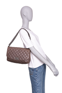 CHANEL CC PLATE HOBO FLAP BAG CAVIAR BRONZE - RUTHENIUM HDWR