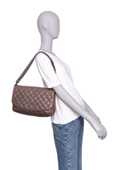 CHANEL CC PLATE HOBO FLAP BAG CAVIAR BRONZE - RUTHENIUM HDWR