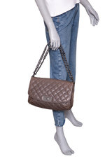 CHANEL CC PLATE HOBO FLAP BAG CAVIAR BRONZE - RUTHENIUM HDWR