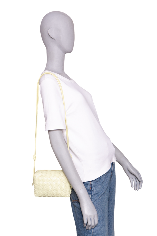 BOTTEGA MINI LOOP CAMERA BAG TRAVERTINE