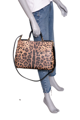 D&G LEOPARD MEDIUM MISS SICILY SHOPPER TOTE BLACK