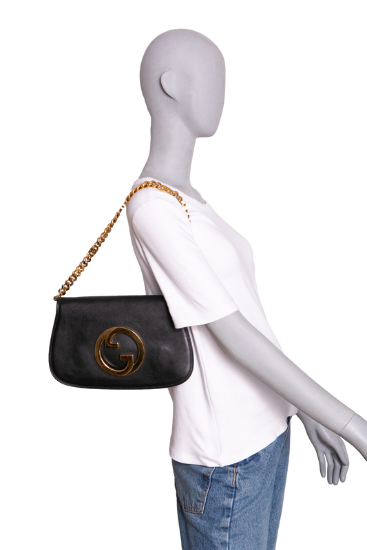 GUCCI BLONDIE NM CHAIN LEATHER BLACK